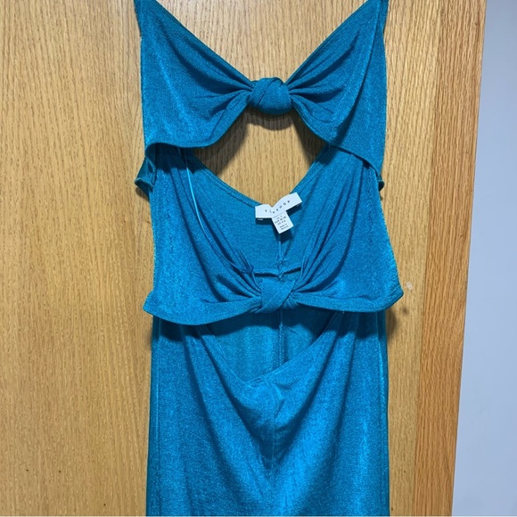 Topshop Slinky Cut Out Teal Jumpsuit - Size 4-6 - Picture 5 of 8